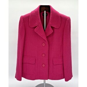Vintage RAFAELLA Hot Pink Blazer Nubby Wool Fitted Jacket Women's Sz 10 Barbie
